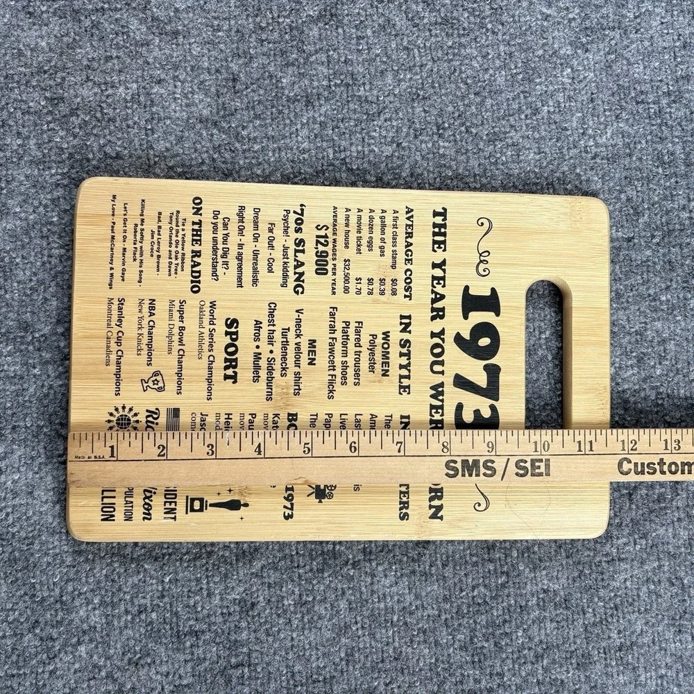 1973 Bamboo Cutting Board The Year You Were Born Birthday Gift Serving Board
